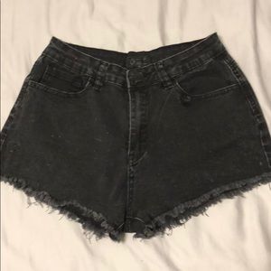 Black stretch high waisted shorts